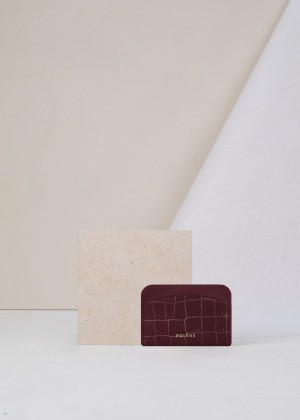 Burgundy Polene Card Holder Women's Wallets | 806-DXEYKQ