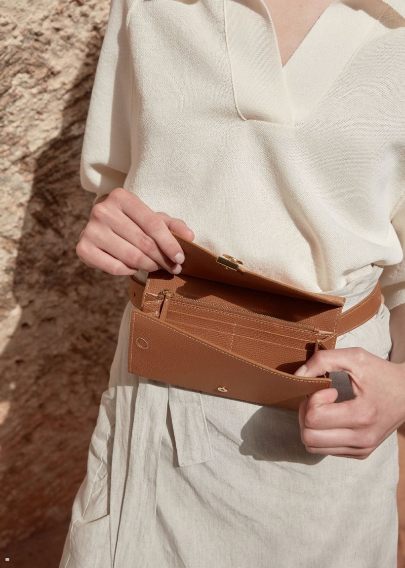 Brown Polene Numéro Sept Belt Women's Wallets | 810-LXDWUM